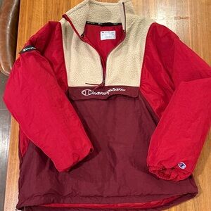 EUC Champion Red and Tan Half-Zip Anorak Jacket men’s sz large